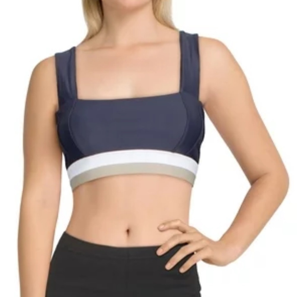 NEW FP Movement Stripe Bra Deep Plum Tan M